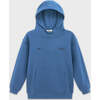 Relaxed Cotton Hoodie With Print, Dark Blue - Sweatshirts - 1 - thumbnail