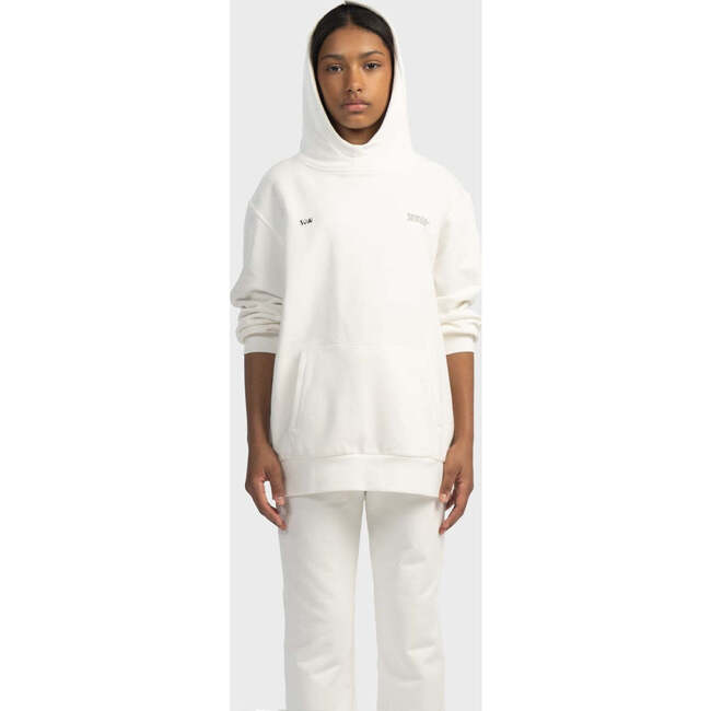 Relaxed Cotton Hoodie With Print, Off White - Sweatshirts - 2