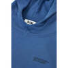 Relaxed Cotton Hoodie With Print, Dark Blue - Sweatshirts - 2