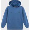Relaxed Cotton Hoodie With Print, Dark Blue - Sweatshirts - 3