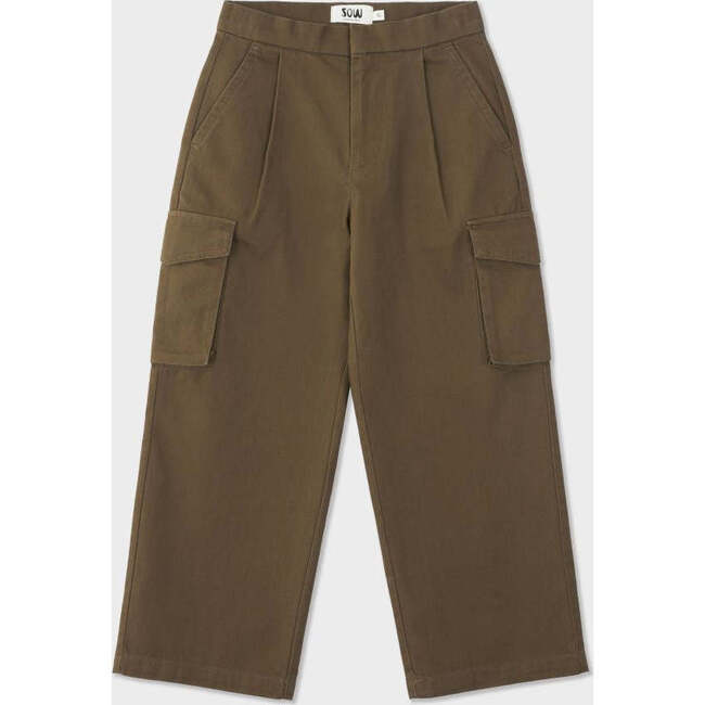 Organic Cotton Wide Leg Cargo Pant, Military Olive