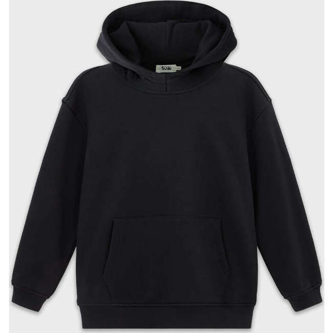 Relaxed Cotton Hoodie, Black - Sweatshirts - 3