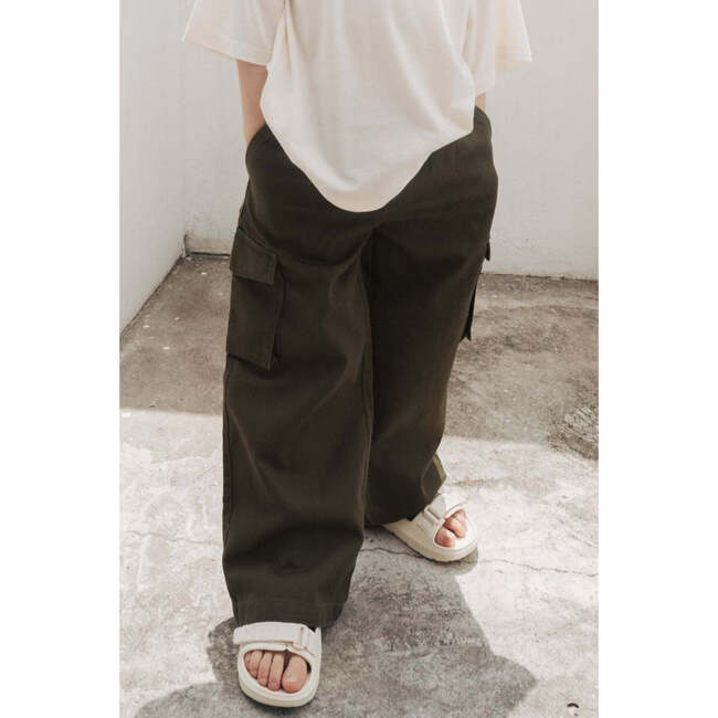 Organic Cotton Wide Leg Cargo Pant, Military Olive - Pants - 2