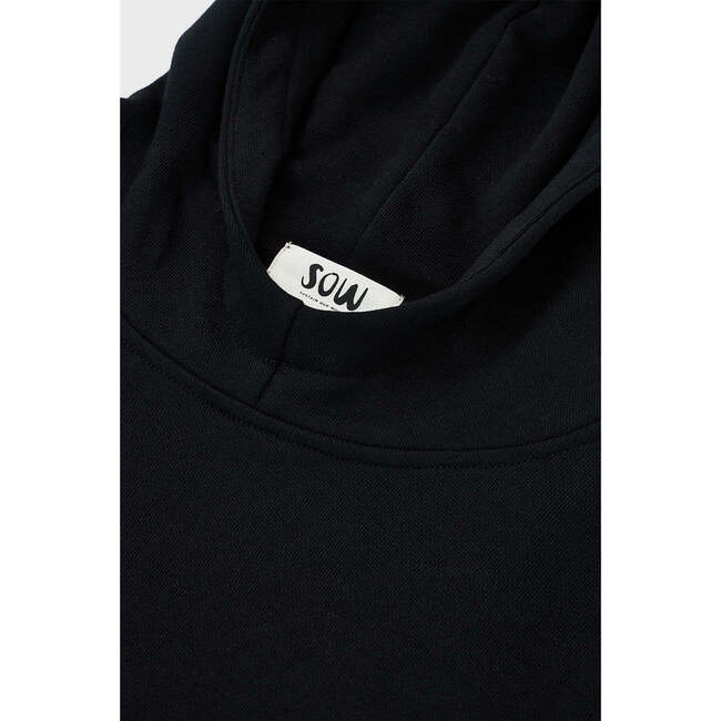 Relaxed Cotton Hoodie, Black - Sweatshirts - 5