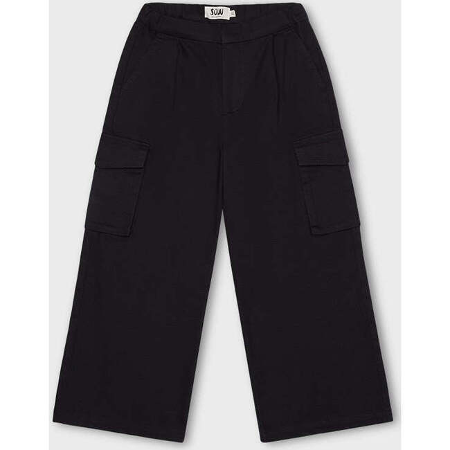 Organic Cotton Wide Leg Cargo Pant, Black