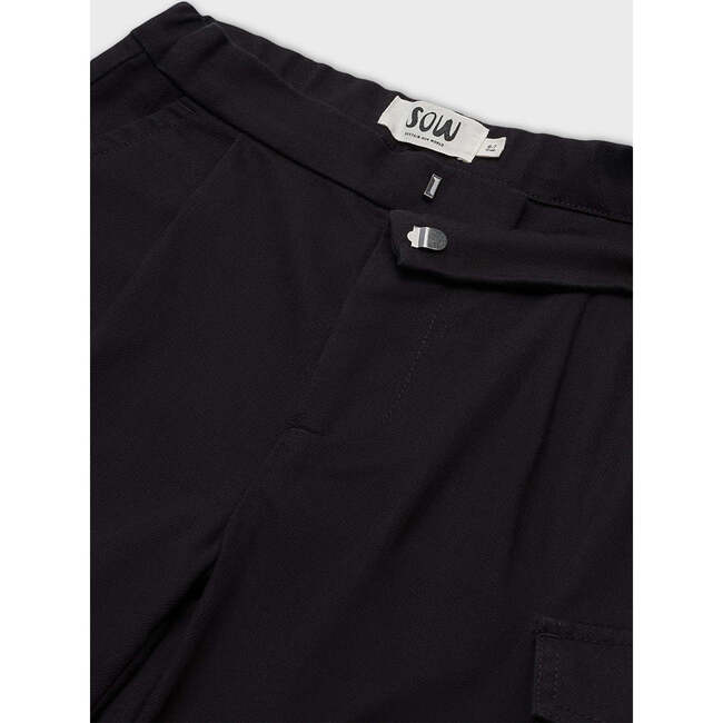 Organic Cotton Wide Leg Cargo Pant, Black - Pants - 5