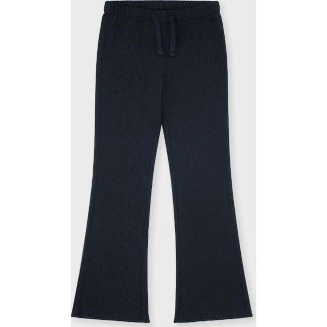 Organic Cotton Slim Flare Ribbed Pant, Black