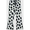 Organic Cotton Slim Flare Ribbed Pant, Off White with Flower Print - Pants - 1 - thumbnail