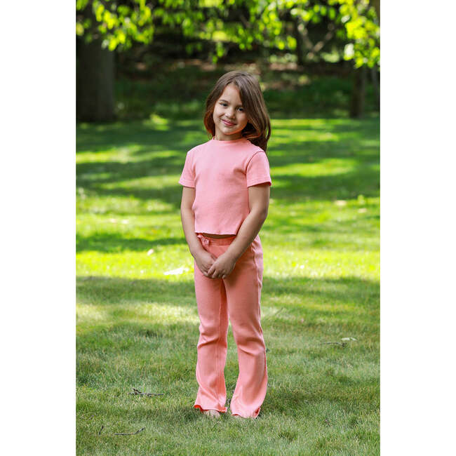 Organic Cotton Slim Flare Ribbed Pant, Desert Flower - Pants - 2