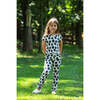 Organic Cotton Slim Flare Ribbed Pant, Off White with Flower Print - Pants - 2