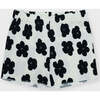 Organic Cotton Ribbed Short, Off White with Flower Print - Shorts - 1 - thumbnail