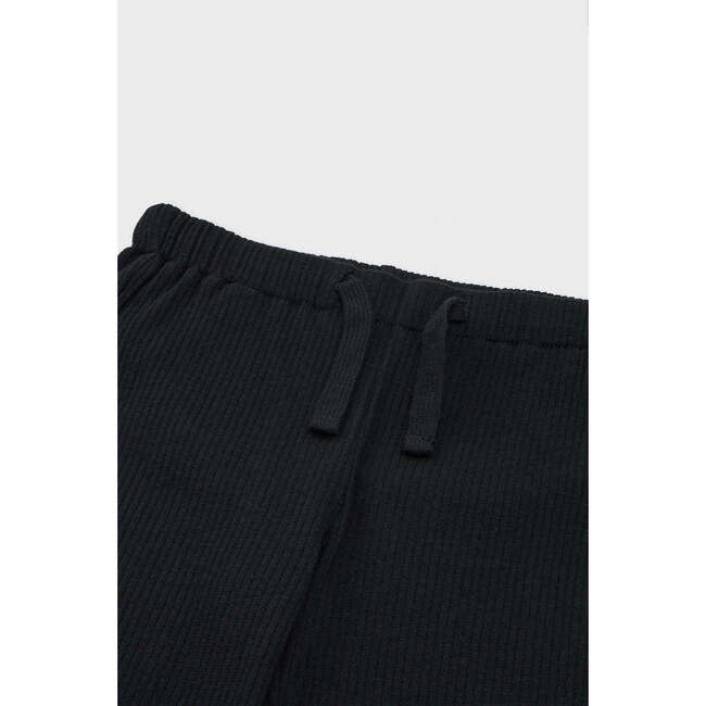 Organic Cotton Slim Flare Ribbed Pant, Black - Pants - 5