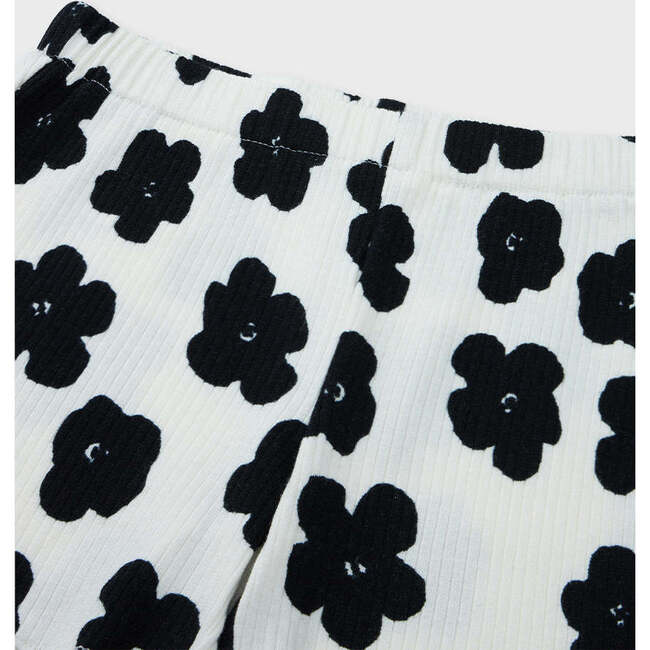 Organic Cotton Ribbed Short, Off White with Flower Print - Shorts - 3