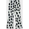Organic Cotton Slim Flare Ribbed Pant, Off White with Flower Print - Pants - 5