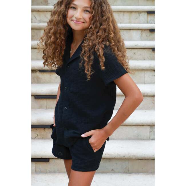 Organic Cotton Waffle Short, Black - Shorts - 5