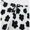 Organic Cotton Slim Flare Ribbed Pant, Off White with Flower Print - Pants - 6
