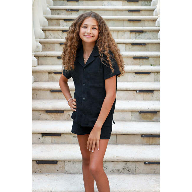 Organic Cotton Waffle Short, Black - Shorts - 6