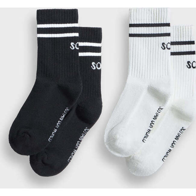 Two-Pack Of Striped Crew Socks, Black