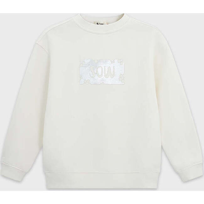 Relaxed Organic Fleece Sweatshirt With SOW print, Off White