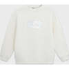 Relaxed Organic Fleece Sweatshirt With SOW print, Off White - Sweatshirts - 1 - thumbnail