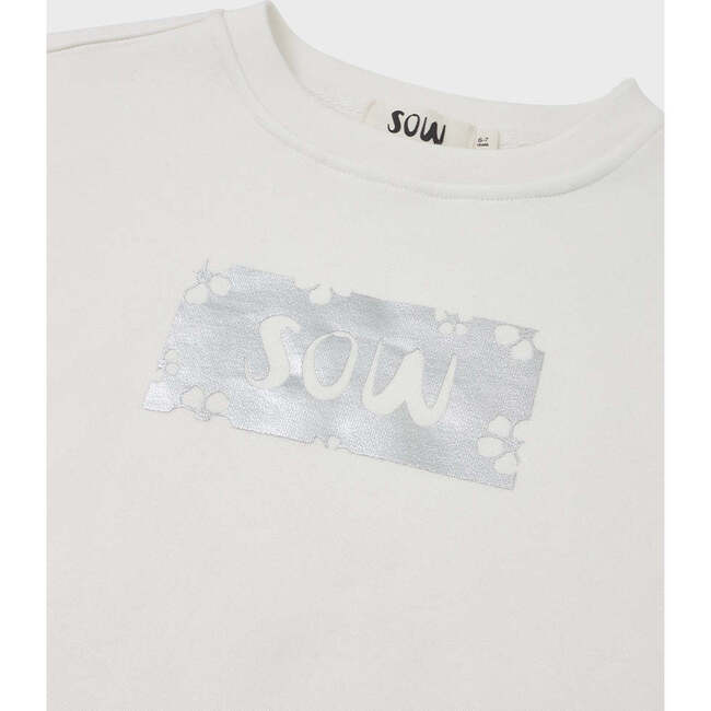 Relaxed Organic Fleece Sweatshirt With SOW print, Off White - Sweatshirts - 2