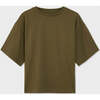 Relaxed Organic Cotton Trumpet Sleeve T-Shirt, Military Olive - T-Shirts - 1 - thumbnail