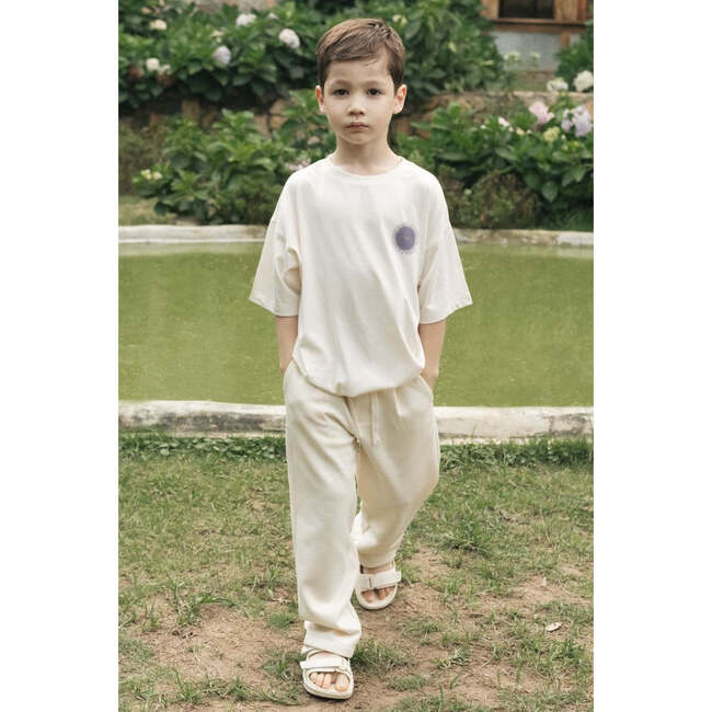 Relaxed Organic Cotton T-Shirt With SOW Sun Print, Natural - T-Shirts - 2