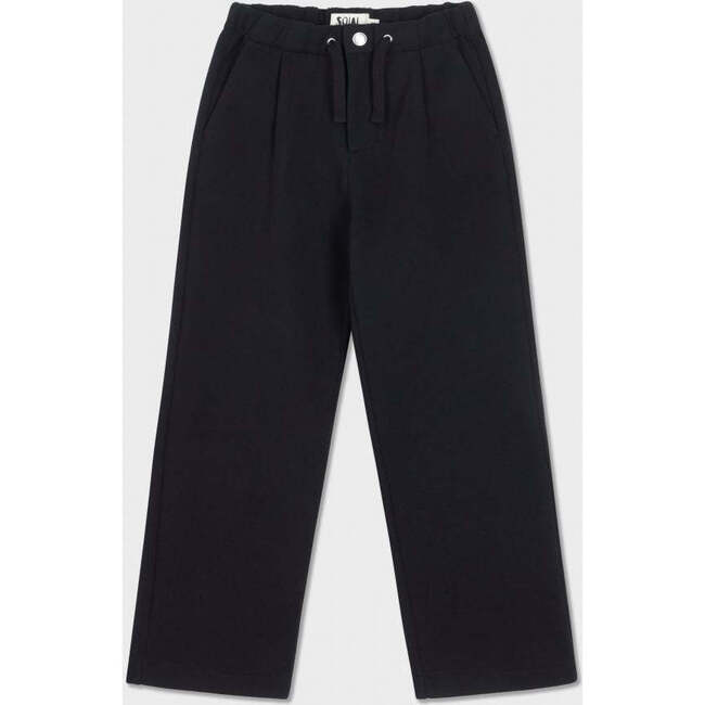 Organic Cotton Recycled Polyester Pleated Pant, Black