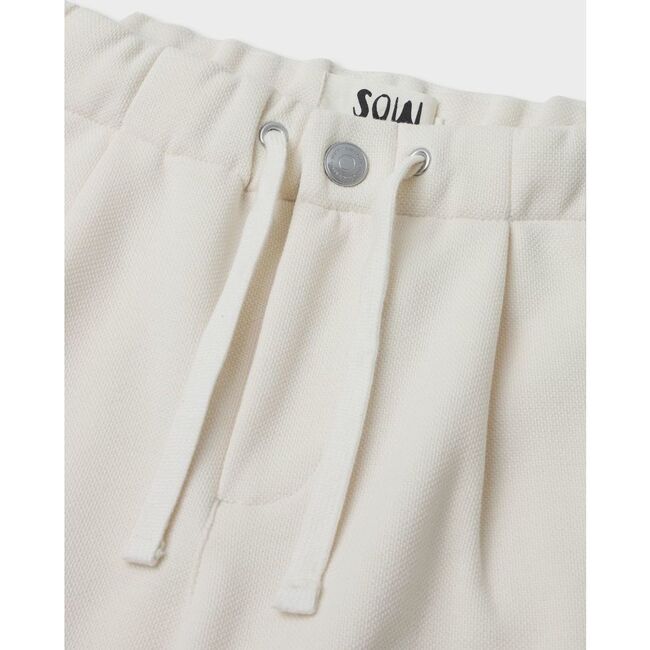 Organic Cotton Recycled Polyester Pleated Pant, Off White - Pants - 3