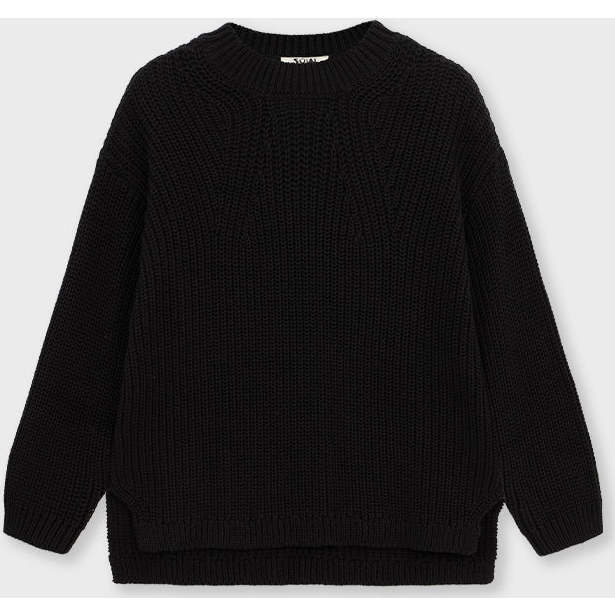 Organic Cotton Knit Sweater, Black