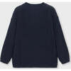 Organic Cotton Knit Sweater, Navy - Sweaters - 3