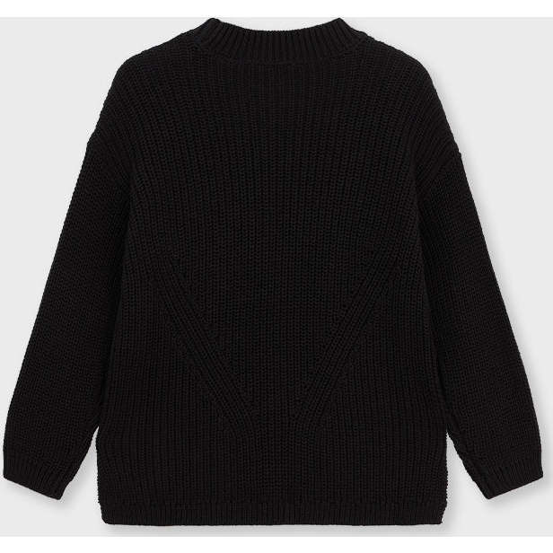 Organic Cotton Knit Sweater, Black - Sweaters - 2