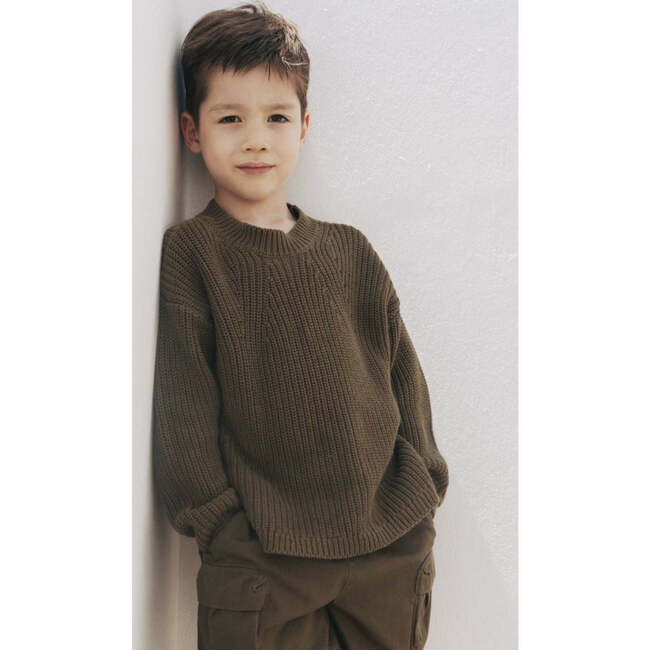 Organic Cotton Knit Sweater, Military Olive - Sweaters - 2