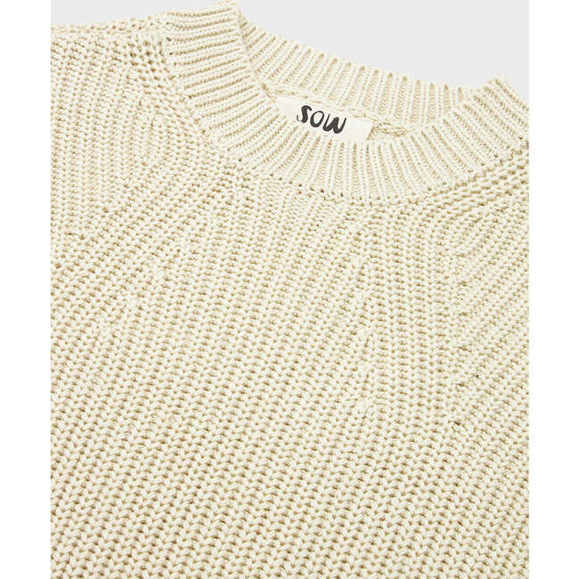 Organic Cotton Knit Sweater, Stone - Sweaters - 2