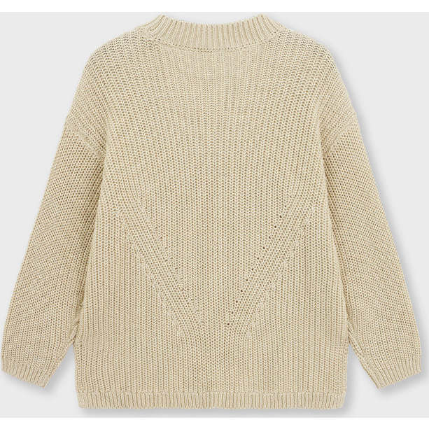 Organic Cotton Knit Sweater, Stone - Sweaters - 3