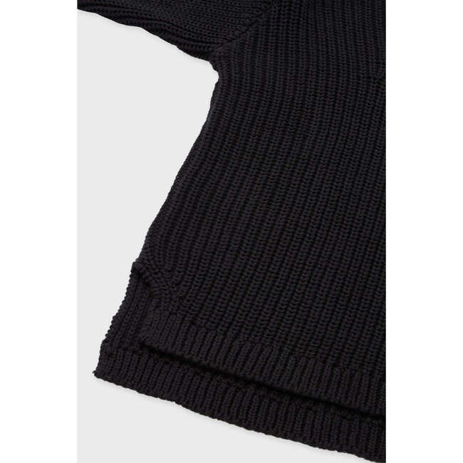 Organic Cotton Knit Sweater, Black - Sweaters - 5