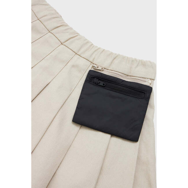 Organic Cotton Pleated Skirt, Stone - Skirts - 5
