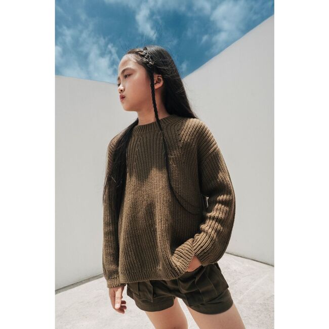 Organic Cotton Knit Sweater, Military Olive - Sweaters - 5