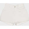 Organic Cotton Denim Short, Off White - Shorts - 1 - thumbnail