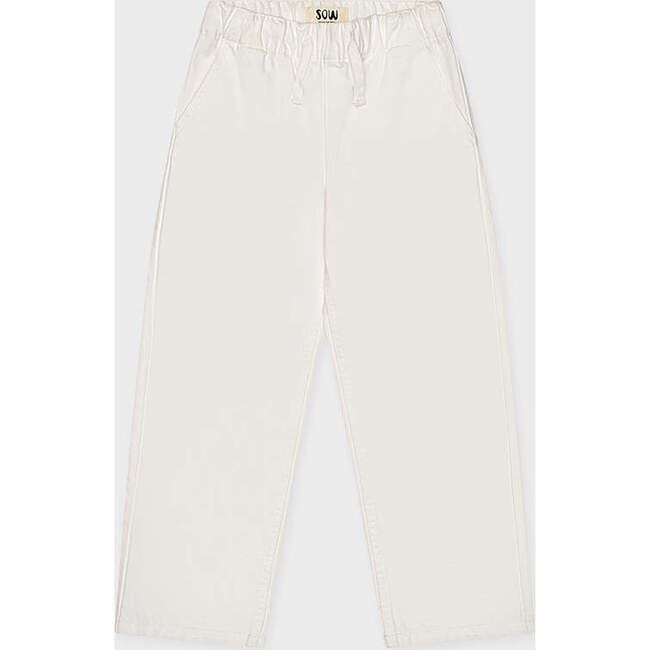 Organic Cotton Drawstring Straight Leg Jean, Off White