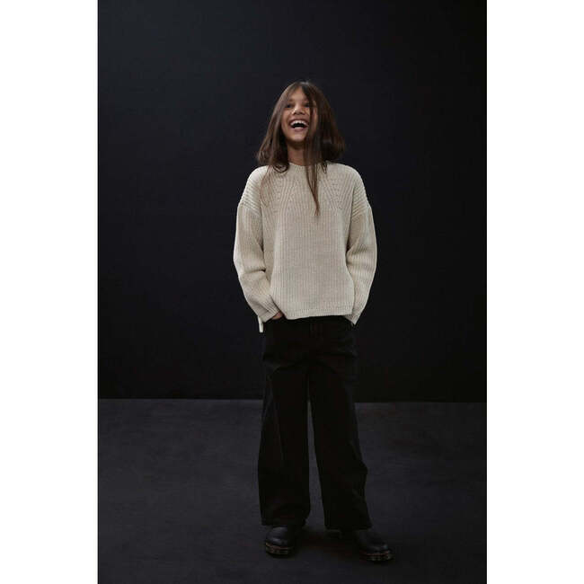 Organic Cotton Knit Sweater, Stone - Sweaters - 5