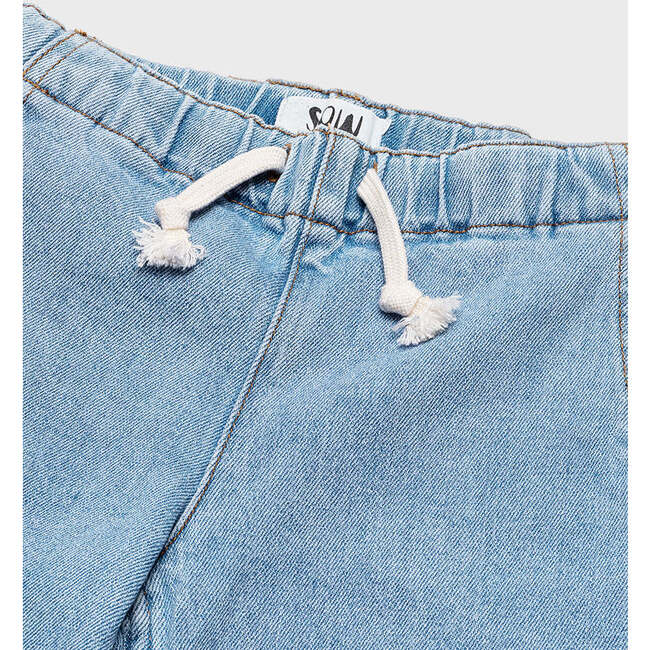 Organic Cotton Drawstring Straight Leg Jean, Light Indigo - Jeans - 4