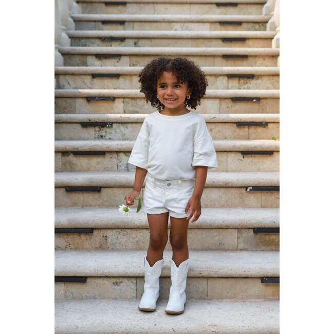 Organic Cotton Denim Short, Off White - Shorts - 2