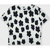 Organic Cotton Cropped T-Shirt, Off White with Flower Print - T-Shirts - 1 - thumbnail