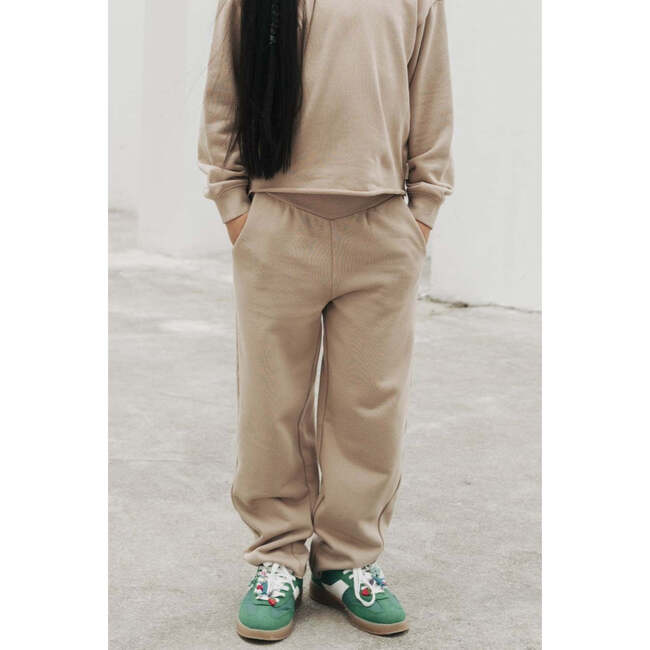 Organic Cotton High Waisted Sweatpant, Savannah Tan - Sweatpants - 3