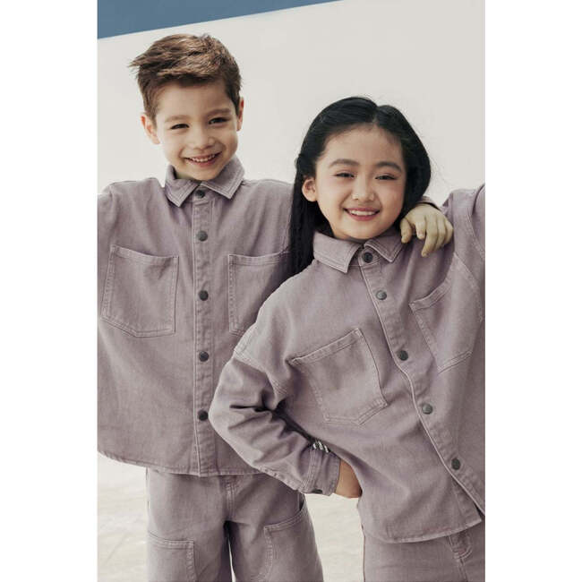 Organic Cotton Denim Shirt, Light Lilac - Button Downs - 2