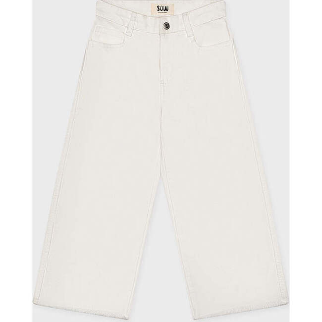 Organic Cotton Cropped Denim Wide Leg, Off White