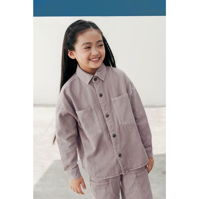 Organic Cotton Denim Shirt, Light Lilac - Button Downs - 3
