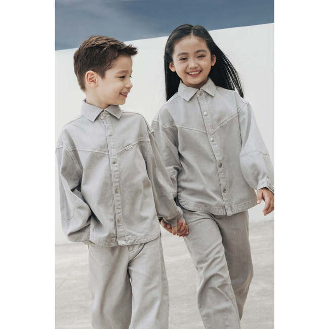 Organic Cotton Denim Balloon Shirt, Harbor Mist - Button Downs - 4