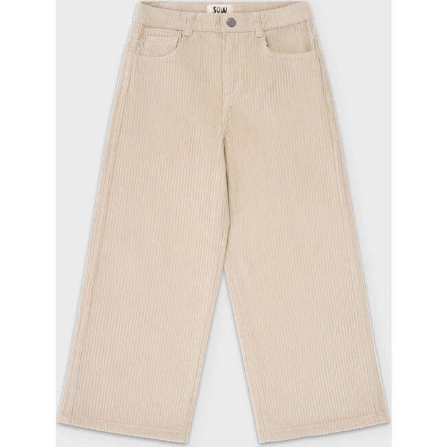 Organic Cotton Corduroy Wide Leg Pant, Beige